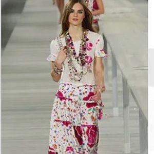 CHANEL 04P White-Floral Multi Colour Top SZ FR 40
